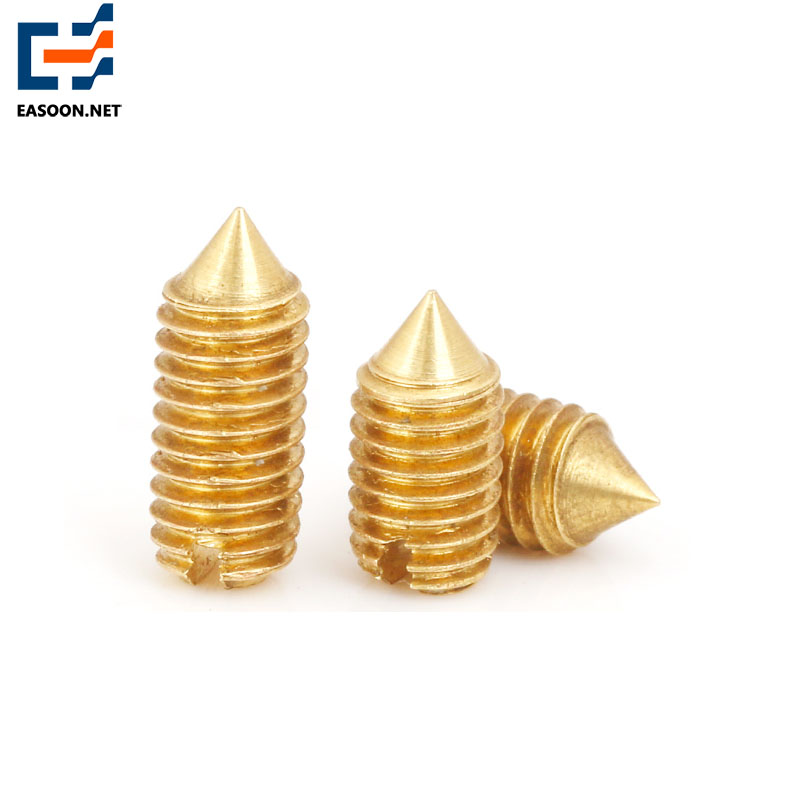 Brass slotted set screws with cone point