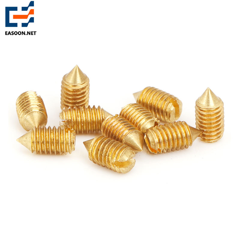 Brass slotted set screws with cone point