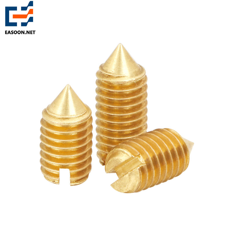 Brass slotted set screws with cone point