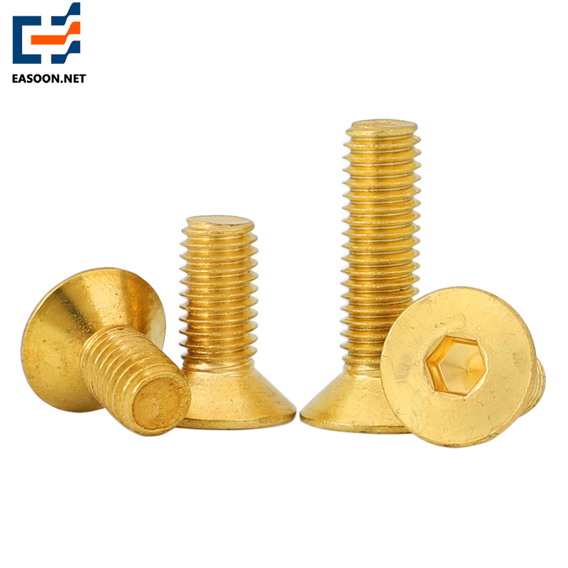 Brass flat head hex socket bolt 