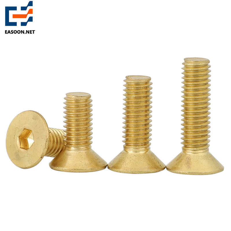 Brass flat head hex socket bolt 