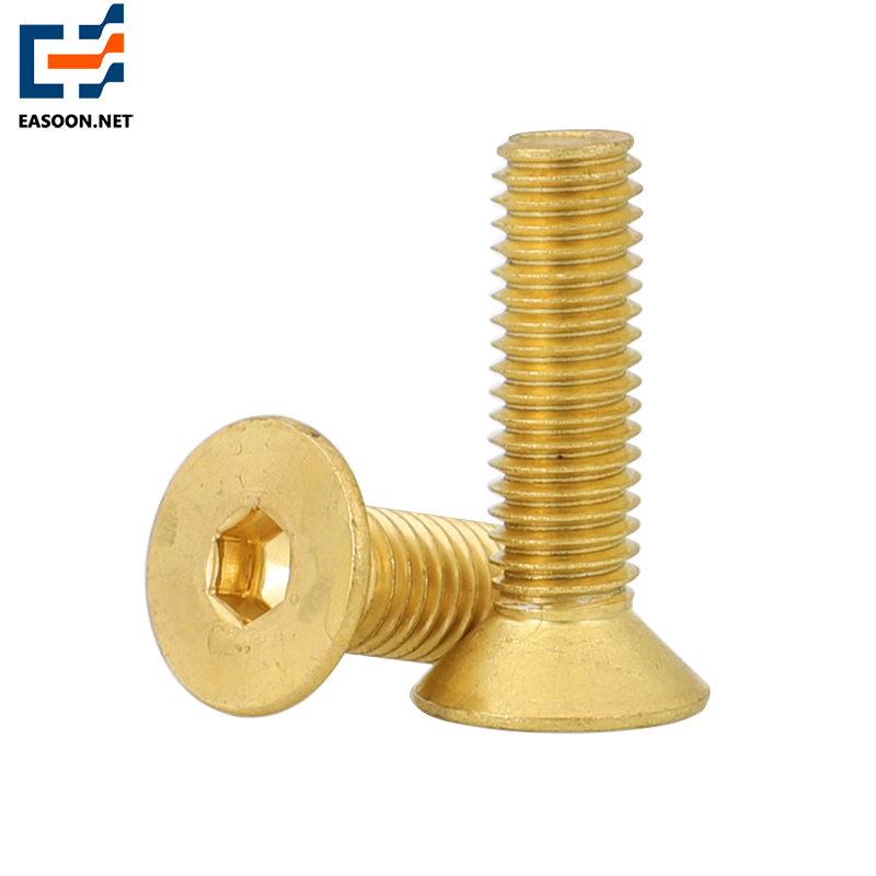 Brass flat head hex socket bolt 