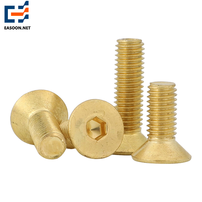 Brass flat head hex socket bolt 