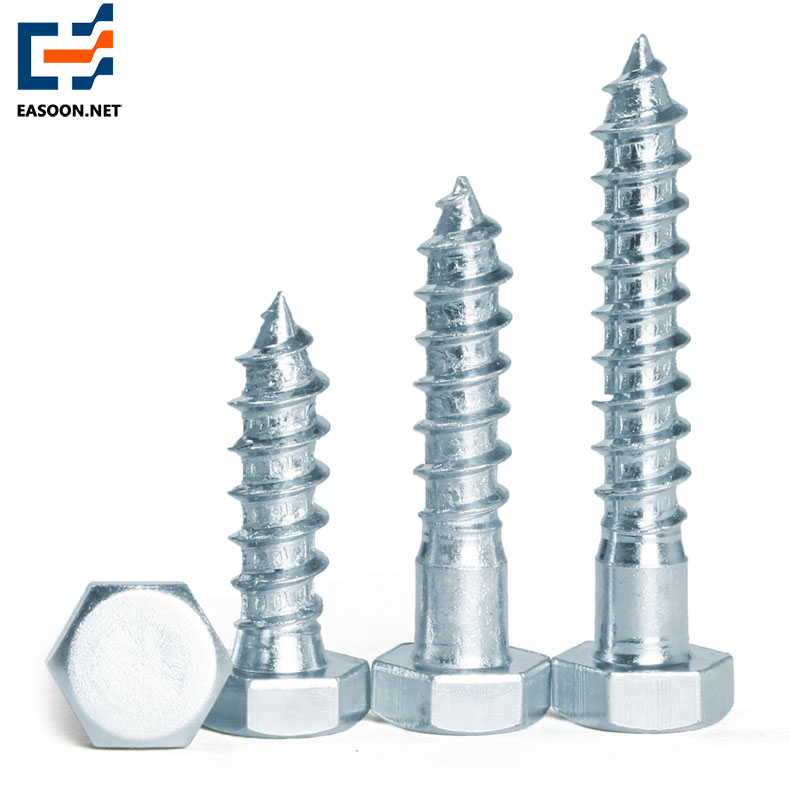 Hex head zinc plated wood screw