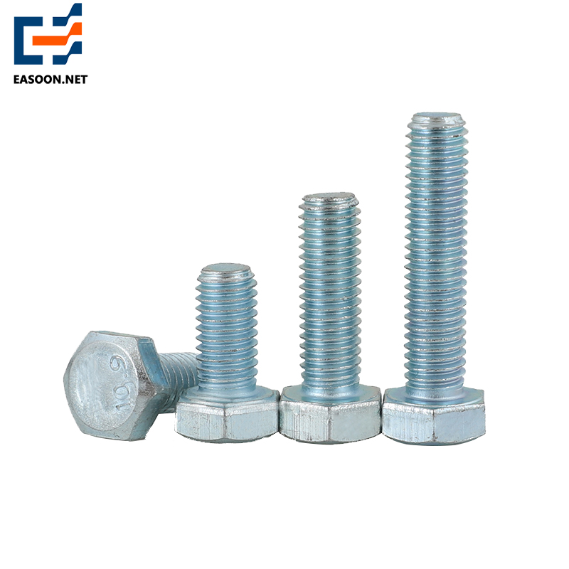 10.9 blue-white zinc plated hex bolt half thread & full thread