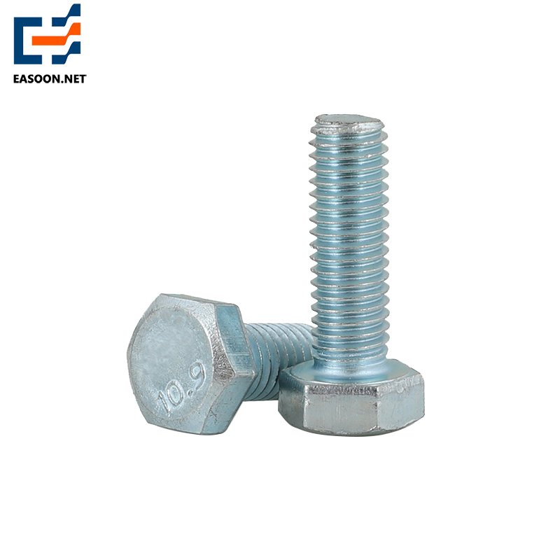 10.9 blue-white zinc plated hex bolt half thread & full thread